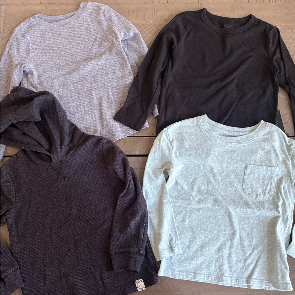 Kids Long Sleeve Shirt Set - Black, Gray, Light Blue